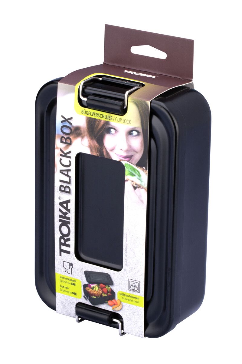 Troika Aluminum Lunch Box XL Classic Clip Lock Design Black