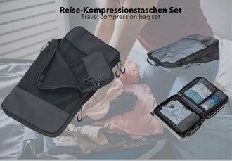 Reise-Kompressionstaschen Set „TROIKA BLACK PACKING CUBES“